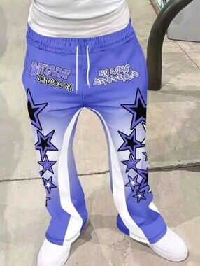 Men's Streetwear Flared Pants Star Graffiti Print Trousers